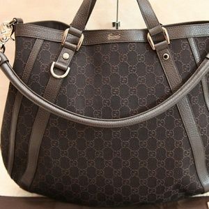 VGUC GUCCI Abbey Tote in Brown Jacquard